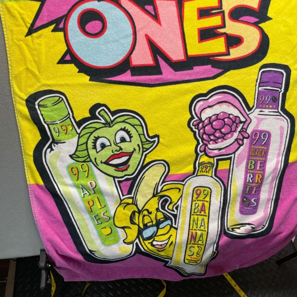 99 Flavored Schnapps Y2KBeach Towel Cotton Neon The Wild Ones Promo 34x59 Retro
